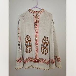 Vintage Sturbridge Poncho one Size Tan Beige Aztec Print OSFM.